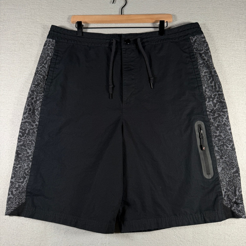 Nike Mens Black Ripstop Leopard Print Utility Shorts 646264-010 XXL 2XL
